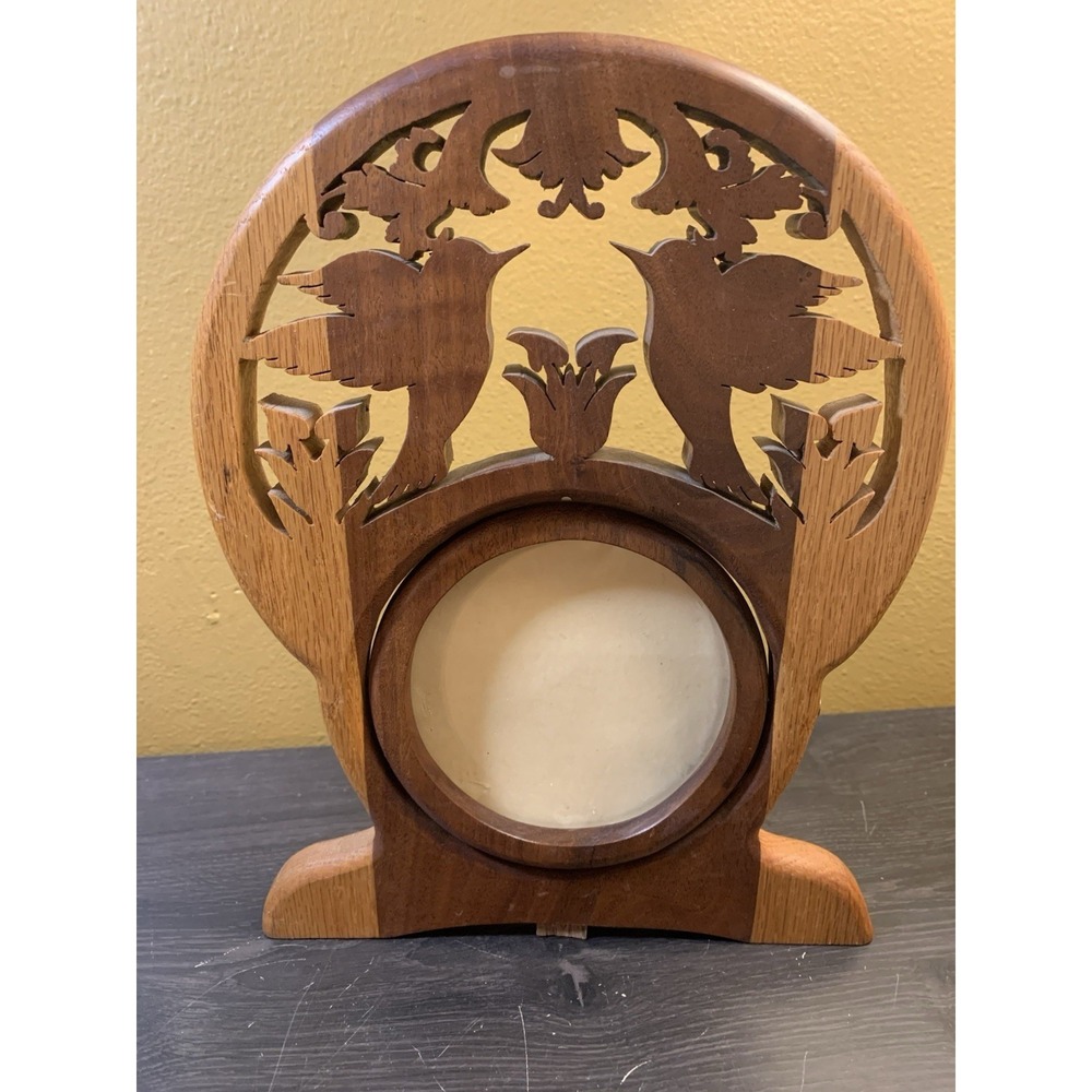 Hand Carved Wooden Frame‎ Window Sill Hummingbirds And Flower